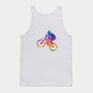 Boy Mountain Bike Cycling Watercolor Sport Tank Top